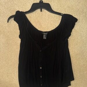 Forever 21 Black Ruffled Sleeve Blouse